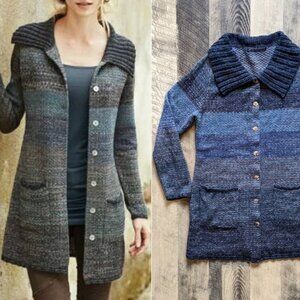 Peruvian Connection Cardigan Sweater Tunic Large Cotton Alpaca Wool